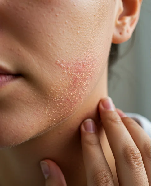 У девушки на щеки покраснение