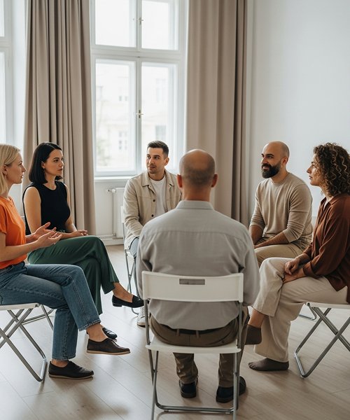 Группа людей на психотерапии