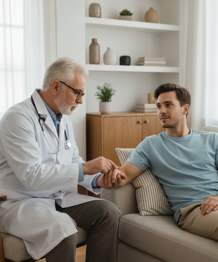 Врач оказывает помощь на дому